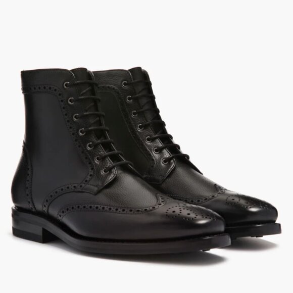 Thursday Boot Company The Wingtip Everyday Boot in Black Leather 13 EE - Picture 1 of 12